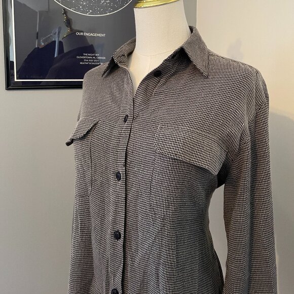Dalia Collection Houndstooth Button-Up Shirt Blouse | Vintage-Inspired - Picture 3 of 5
